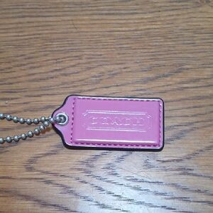 Coach Pink Tag 2.5 Keychain with Silver Chain
